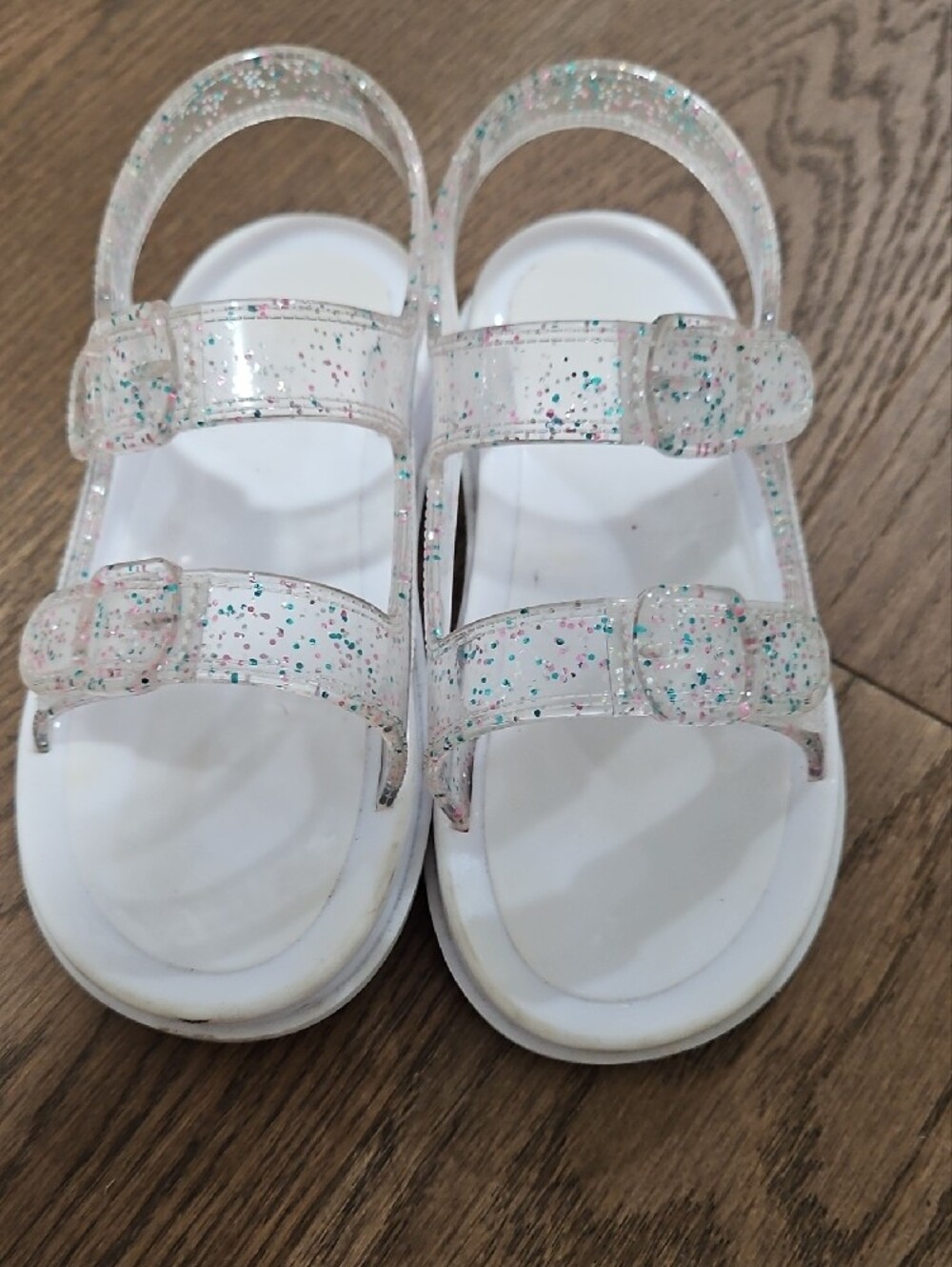 OshKosh B'gosh Clear Glitter Jelly Sandals - White with Multicolor Sparkle